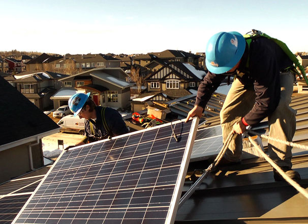 Solar Installer on roof