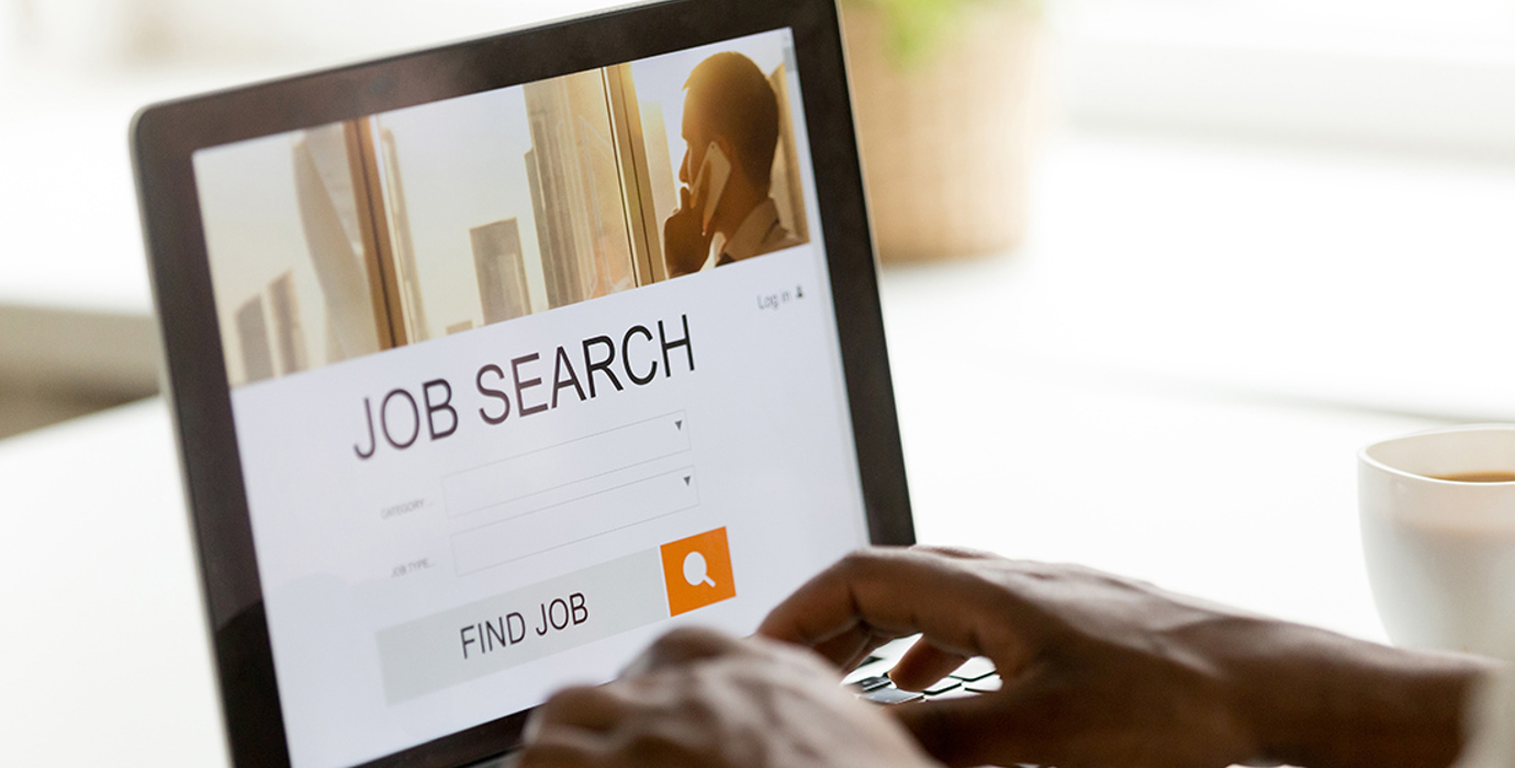 Job search on a laptop