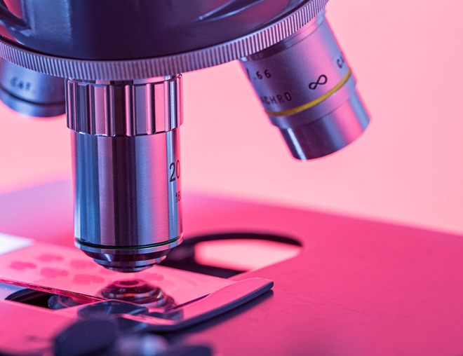 Closeup of a microscope