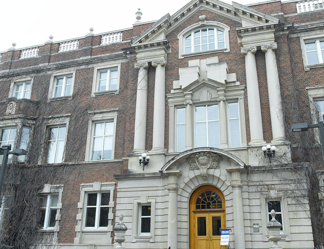 Front facade of older style university building
