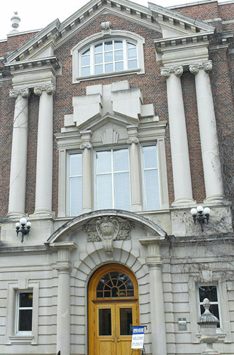 Front facade of older style university building