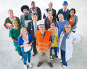 Group photo of people in different occupations 