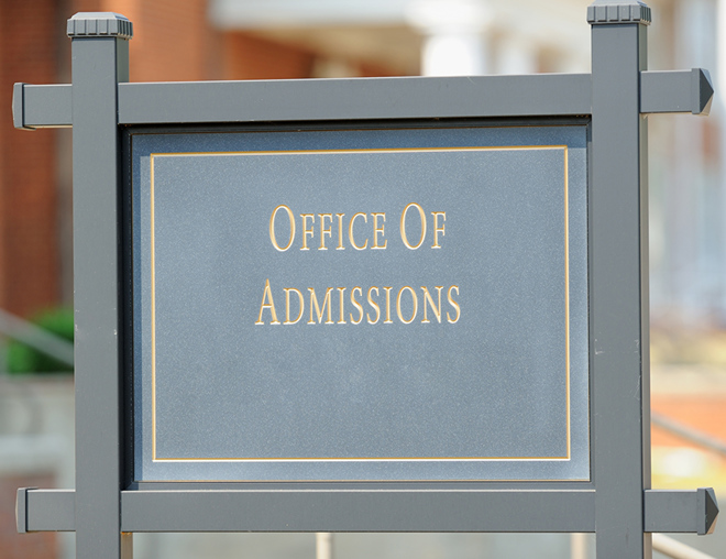 "Office of Admissions" sign