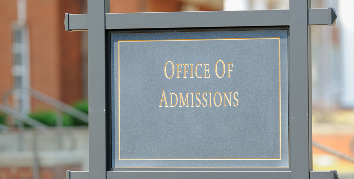 "Office of Admissions" sign