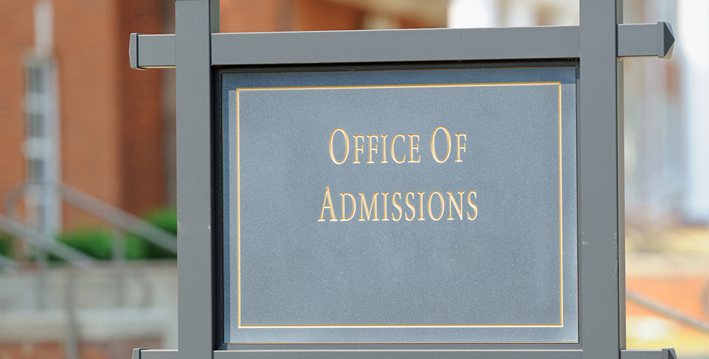 "Office of Admissions" sign