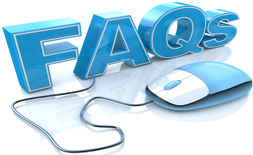Stylized 3D text "FAQs" with graphic of a mouse