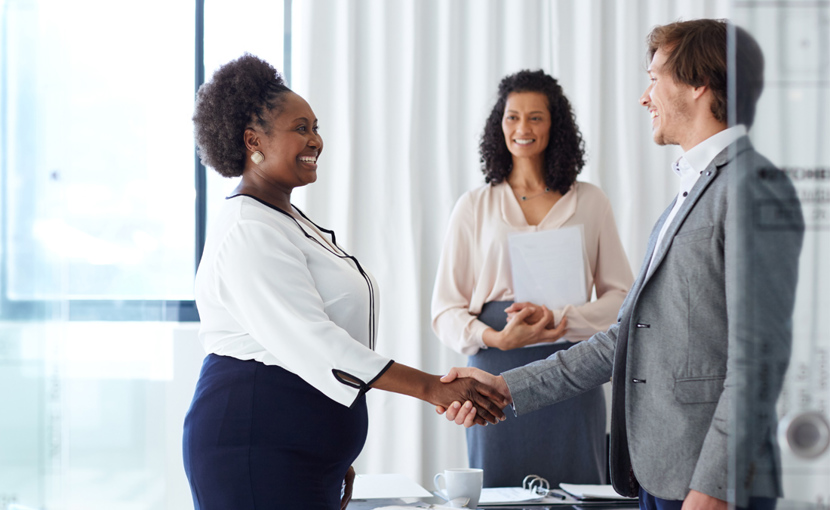 Person shaking hands with interviewer