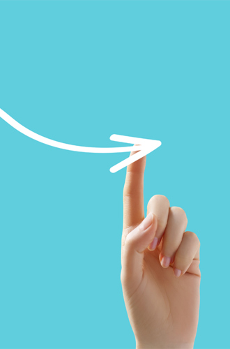 Graphic of a finger pulling an arrow out of a tangled lines