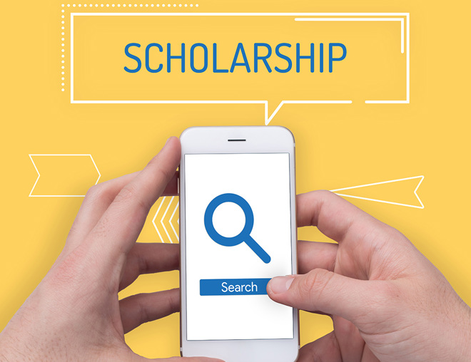 Search for scholarships on a mobile phone