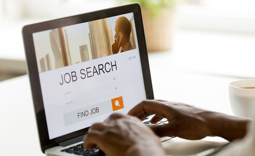 Job search on a laptop