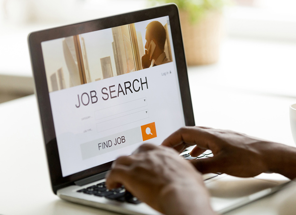 Job search on a laptop