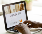 Job search on a laptop