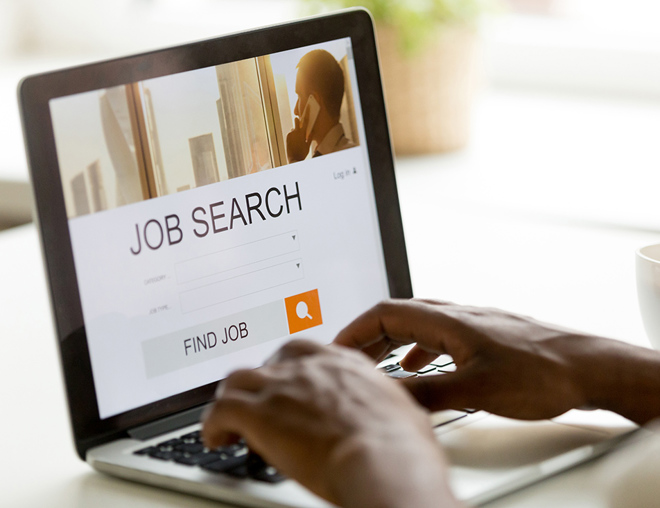 Job search on a laptop