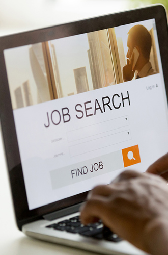 Job search on a laptop