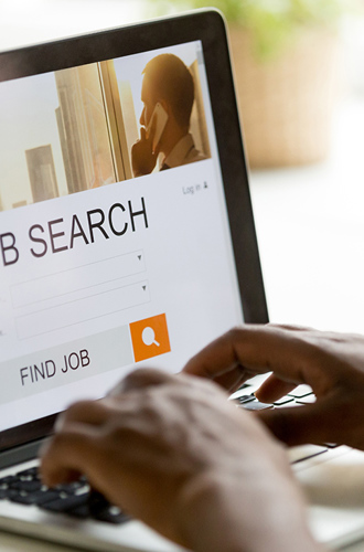 Job search on a laptop