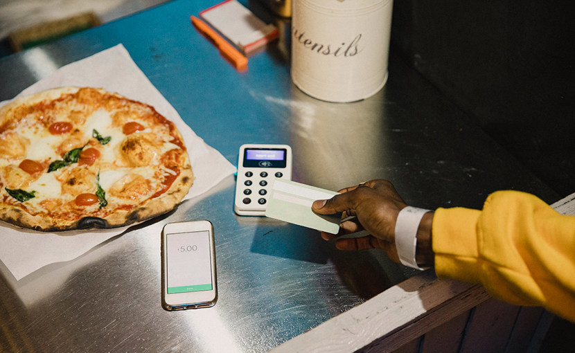 Paying for a pizza with a bank card