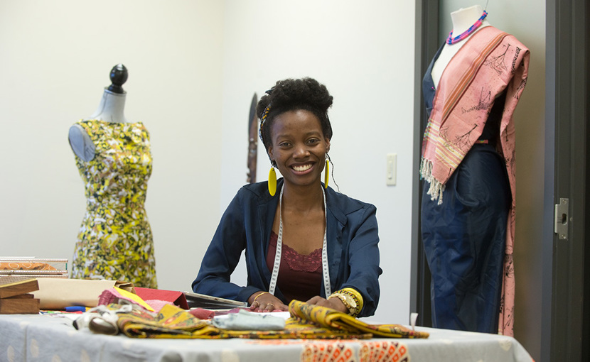 Entrepreneur seamstress in studio