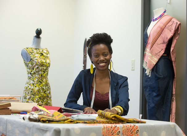 Entrepreneur seamstress in studio