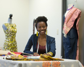 Entrepreneur seamstress in studio