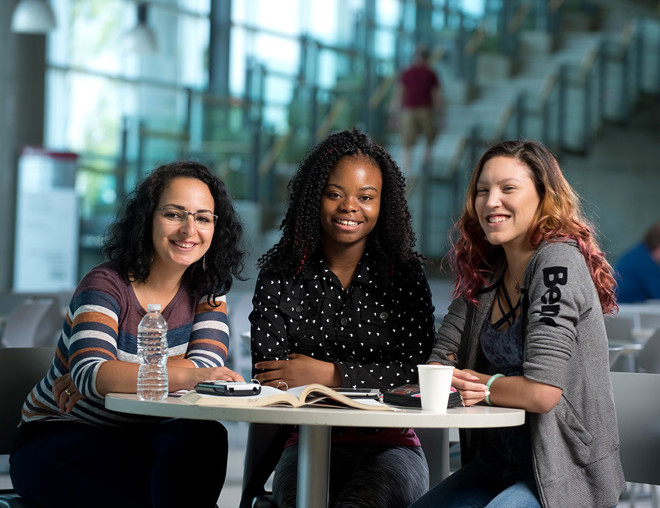 Students studying in a common area