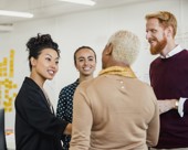 People networking and brainstorming in an office