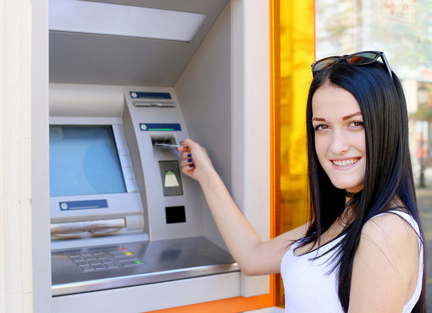 Person using an ATM