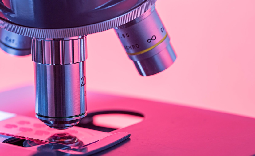 Closeup of a microscope