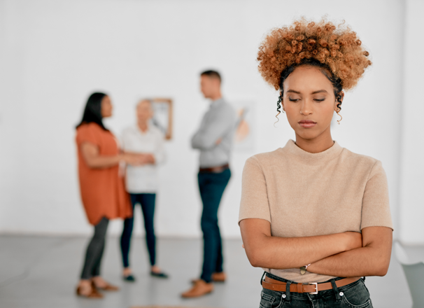 Person feeling excluded from their co-workers.