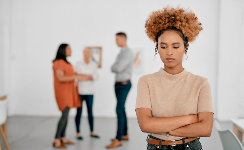 Person feeling excluded from their co-workers.