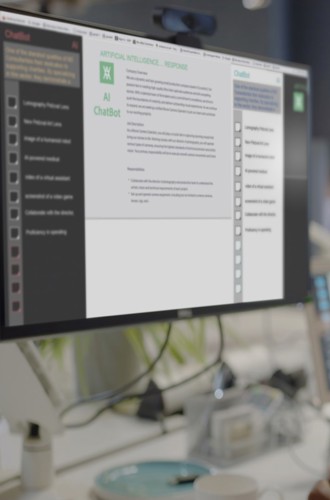 Person using desktop computer to access generative AI software.