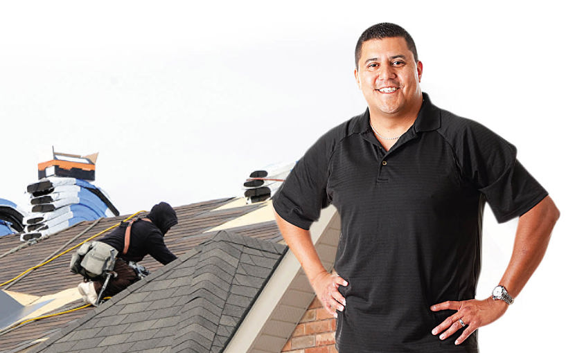 roofer standing and working on rooftop