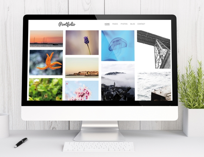 Digital photography portfolio shown on a computer monitor. 