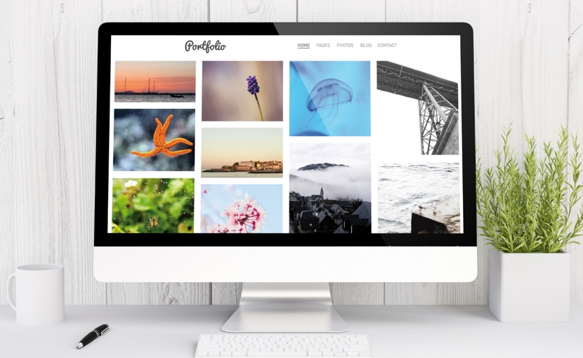Digital photography portfolio shown on a computer monitor. 